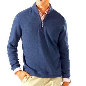TOMMY BAHAMA Flipshore Half-Zip Reversible Blue Grey Sweatshirt L/G